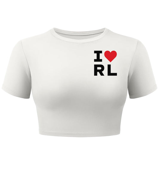 I Love RL Crop Tee small logo